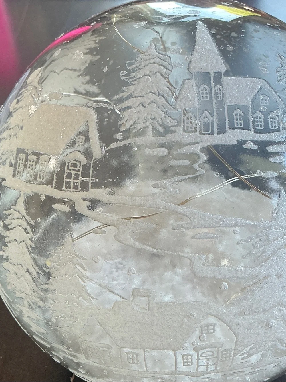 Glass Snow Globe Winter Village Holiday Decor - Clear - Valerie Parr Hill